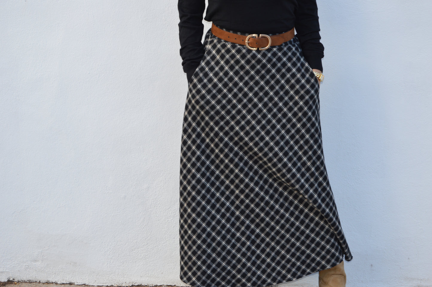 falda larga cuadros