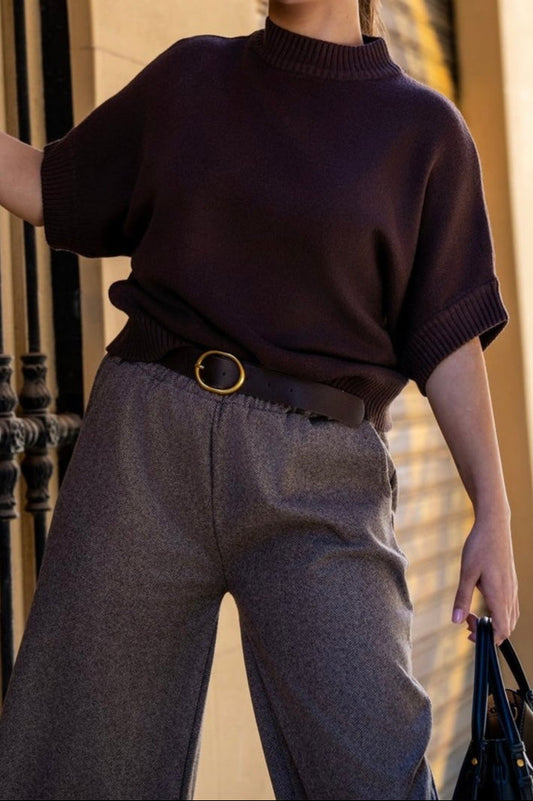 Jersey media manga marrón chocolate