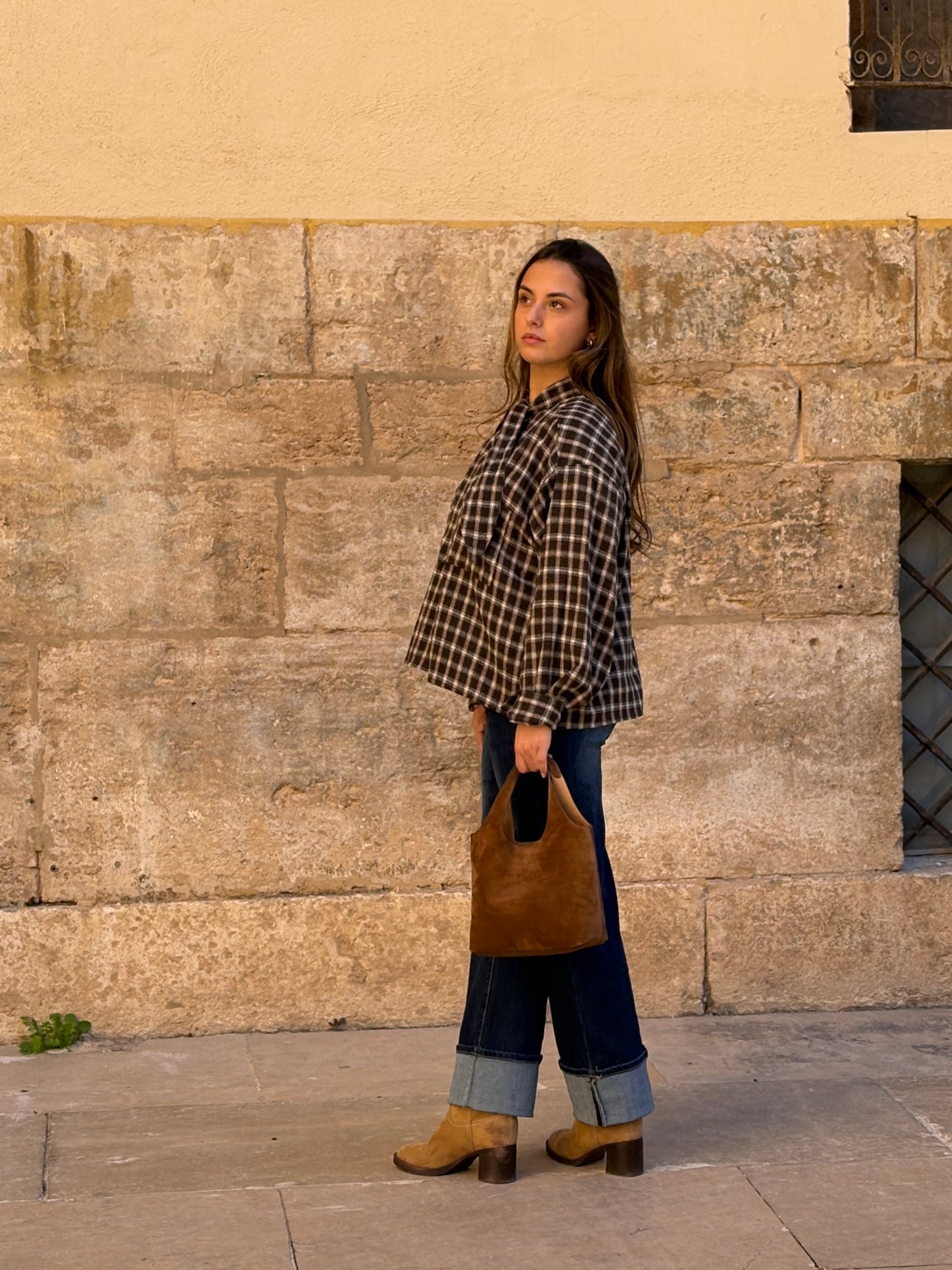 Camisa cuello lazo vichy