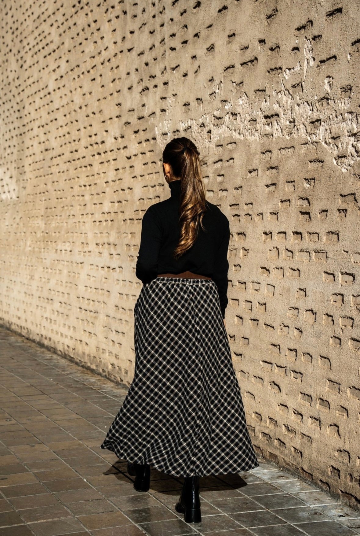 falda larga cuadros