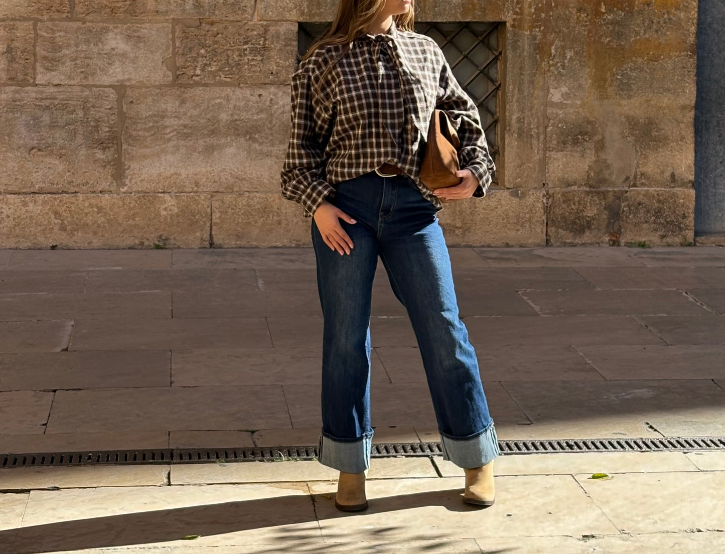 Camisa cuello lazo vichy