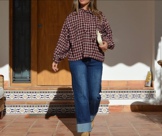 Camisa cuello lazo vichy