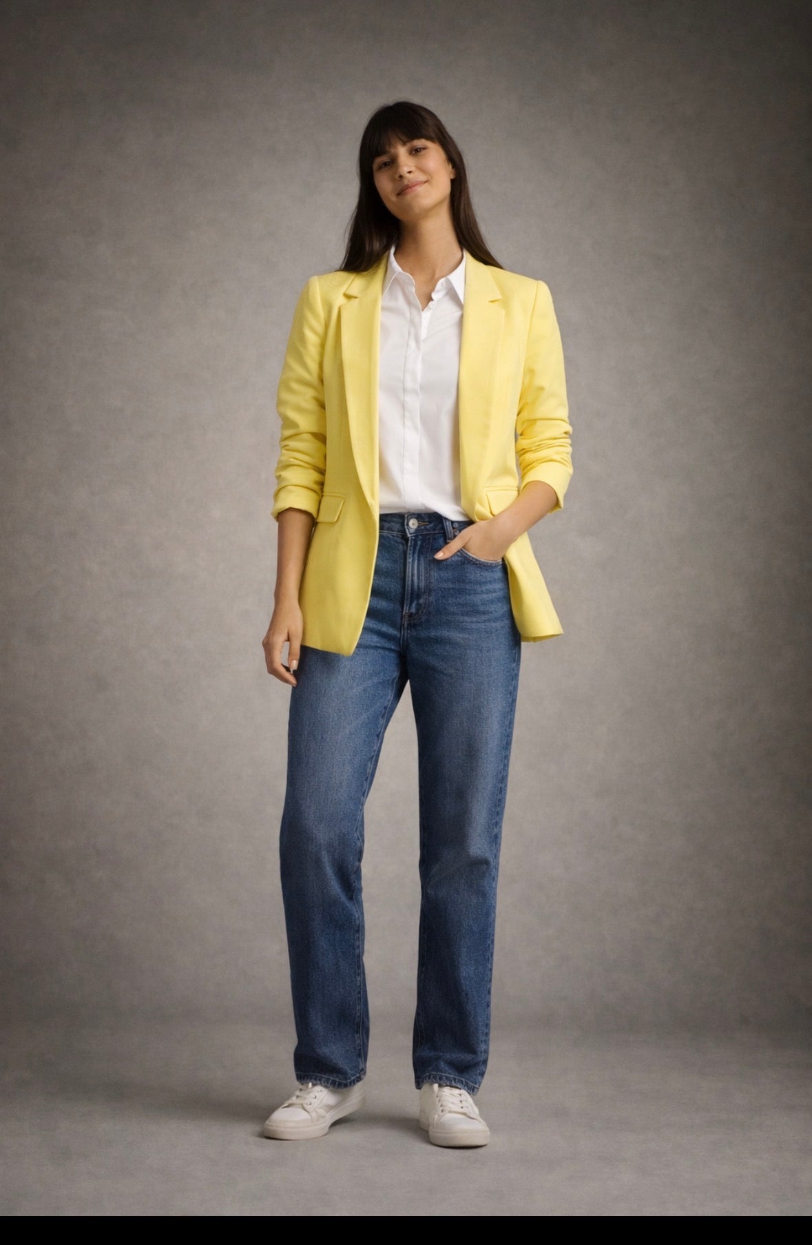 Blazer amarilla mangas fruncidas