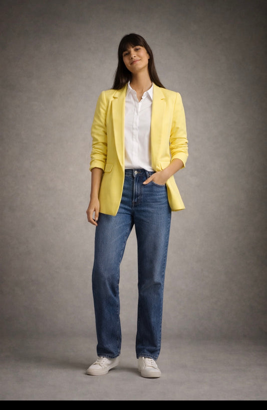 Blazer amarilla mangas fruncidas